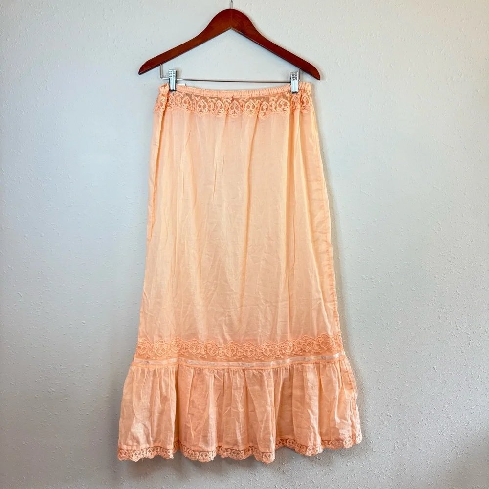 Free People Intimately Embroidery Peach Maxi Skirt Size Small NWT - Picture 2 of 9